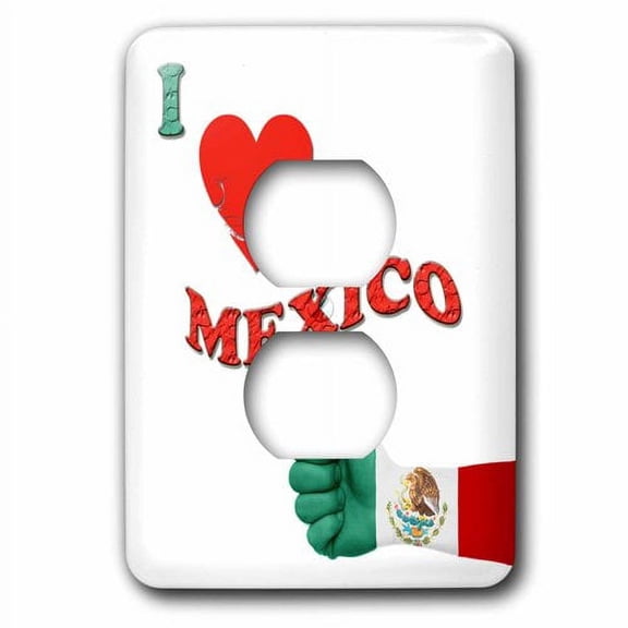 3dRose, I love Mexico. Mexican flag. Popular saying. , 2 plug outlet cover
