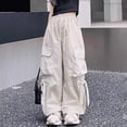 thumbnail image 4 of XXWXYD Girl's Baggy Cargo Pants Y2𝖪 Drawstring Barrel Parachute Pants High Waisted Jogger Sweatpants Streetwear Kids Girl Wide Leg Cargo Pants, 4 of 4