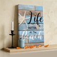 thumbnail image 3 of Ships Next Day Canvas Wall Art 24"x36",Blue Beach Wood Framed Canvas Print Painting,Coastal Starfish Graffiti Retro Wooden Plank Ready to Hang Large Picture Wall Decor for Bedroom Living Room Office, 3 of 9