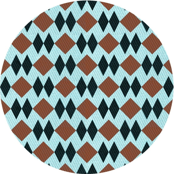 Ahgly Company Machine Washable Indoor Round Transitional Blue Lagoon Blue Area Rugs, 8' Round