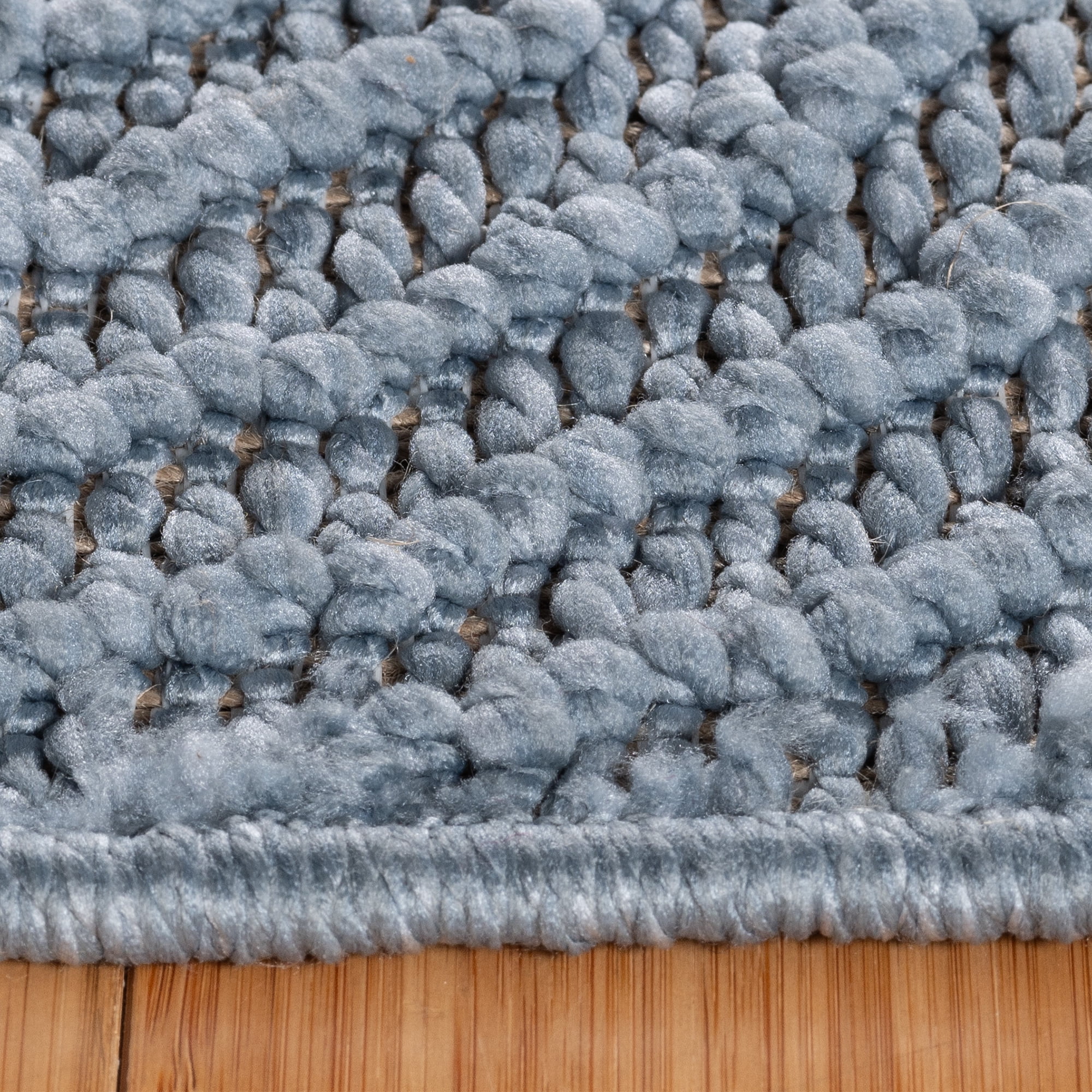 Malini Karina Denim Blue Modern Geometric High-Low Area Rug, 8x10