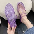 thumbnail image 2 of oqasdz Womens Slippers Summer Slip On Sandals with Hollow Toe Ring Jelly Pool Two Way Wear Versatile Openwork Sandals,Purple, 2 of 7