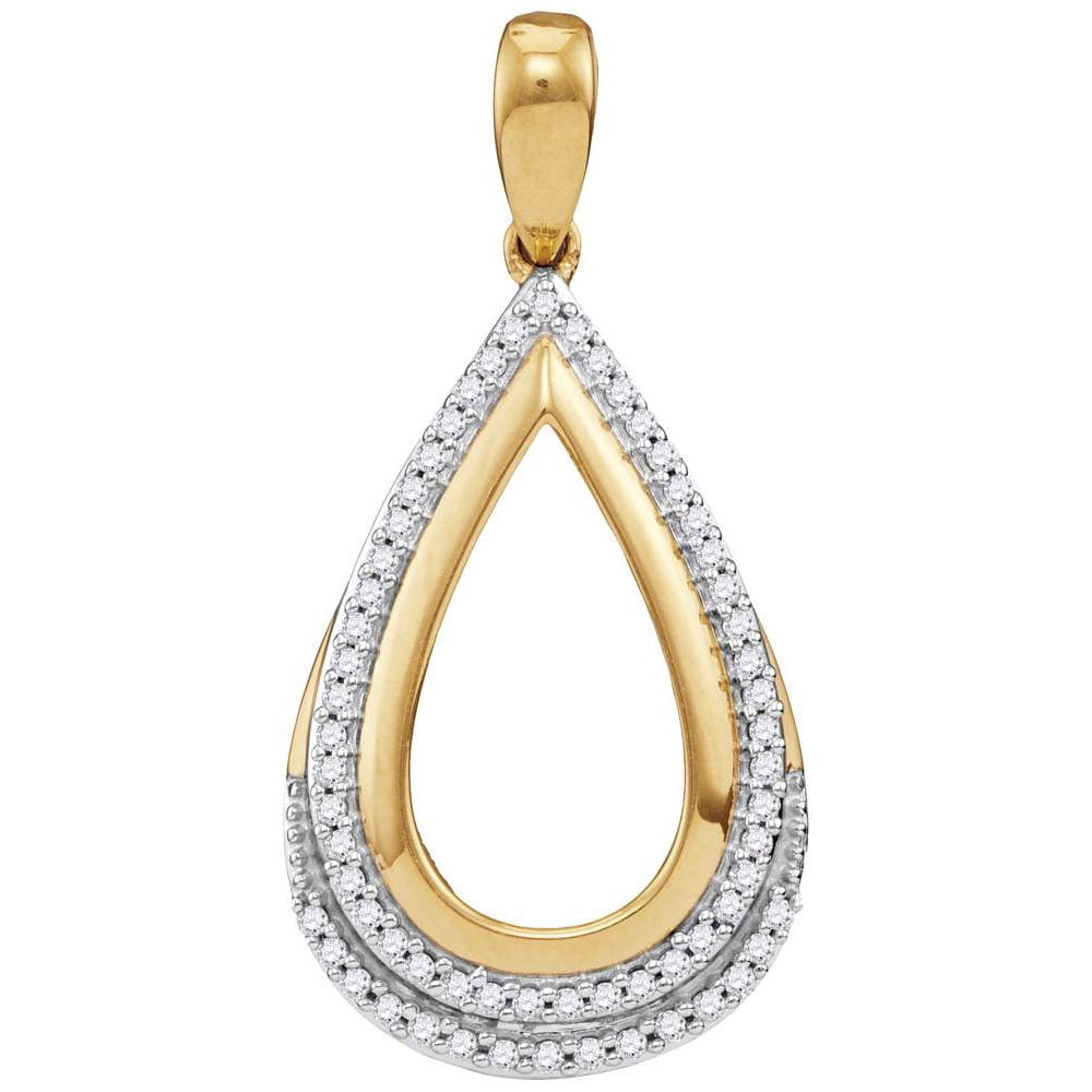 GnD 10kt Yellow Gold Womens Round Diamond Teardrop Frame Cutout
