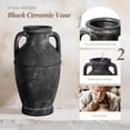 thumbnail image 5 of Rustic Black Vase - Farmhouse Ceramic Flower Vases, Vintage Home Decoration Vase, Clay Vase, Vase Centerpiece for Table, Vase for Living Room, Bathroom, Shelf Decor, 8.6 Inch, Black, 1 Pcs, 5 of 13