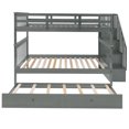 thumbnail image 6 of JERFIT Full-Over-Full Bunk Bed with Twin Trundle, Staircase with Storage Drawers, Guard Rail, Solid Wood Frame for Space Saving, 6 of 10