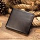 thumbnail image 4 of Carteras para hombre y mujer de piel de vaca con capa superior de cuero Crazy Horse, carteras antiguas horizontales de dos pliegues, 4 of 6