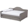 thumbnail image 1 of Allora Fabric Tufted Curved Headboard Full Daybed with Trundle, Gray, 1 of 10