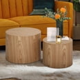 thumbnail image 6 of Williamspace Round Coffee Table Set of 2, Nesting Table Set Side End Table for Living Room,Natural, 6 of 6