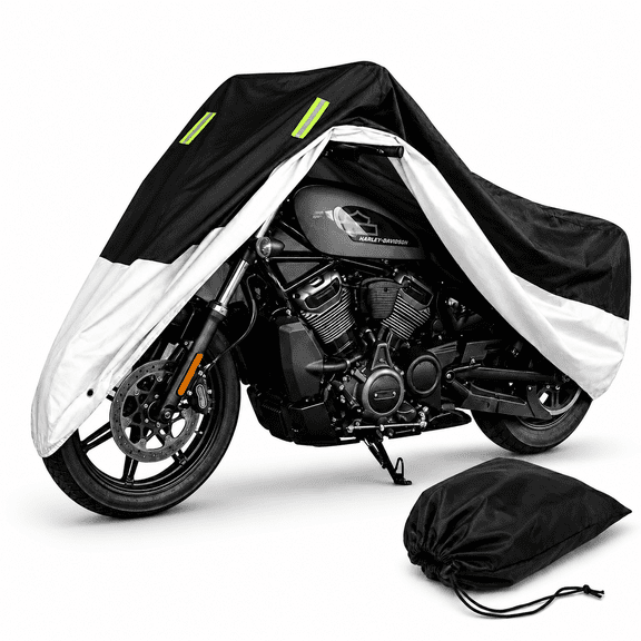 Motorcycle Cover, Waterproof Motorcycle Cover All Season Sun Outdoor Protection with Lock-Holes Rain Snow,Oxford , Fit for Length 96" Motors, Blak Silver