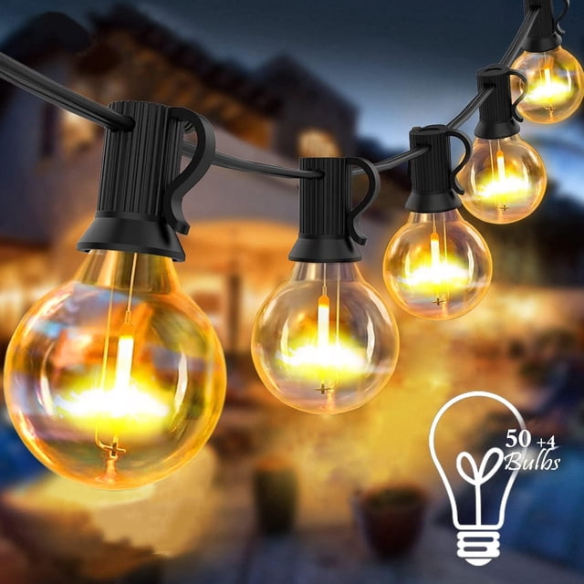 Guirnalda De Luces Para Exterior 30M, Salandens 50+4 Focos G40 Para Jardin Para Impermeable,Serie De Luces Para Exterior, Decorar Patio,Jardín, Terraza, Boda, Fiesta,Navidad