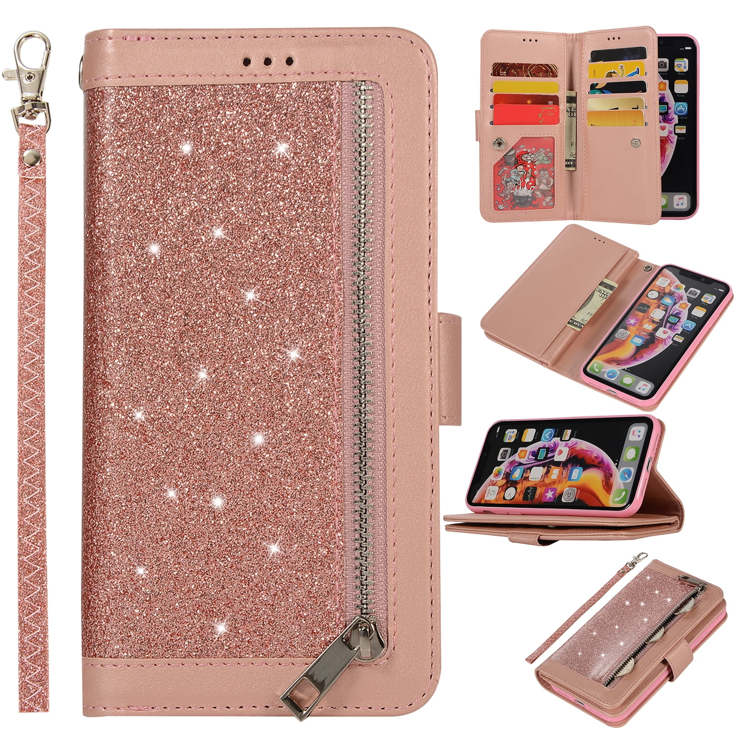 Wallet Stand as Gift with Magnetic Closure Cards Slot Holder Cash Pockets PU Leather Wallet Shockproof Case Cover for Apple iPhone Xr Pink Sun ISADENSER iPhone Xr Case iPhone Xr Flip Case