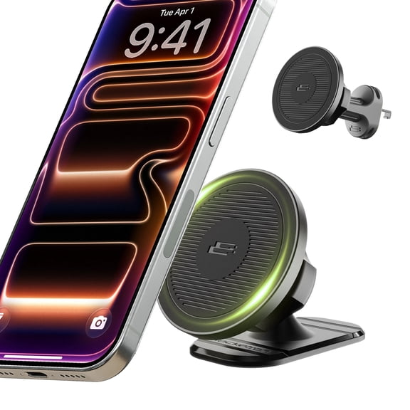 Bracketron MagAlign Magnetic Dash & Vent Car Phone Mount with 3M Adhesive Base, Strong Magnetic Phone Holder for iPhone & Android, 360° Rotation, One-Hand Operation