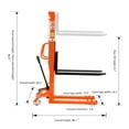 thumbnail image 2 of Tory Carrier  63" Max Lift Fixed Legs Manual Stacker 2200lb Load Cap. Hand Stacker Forklift Orange, 2 of 9