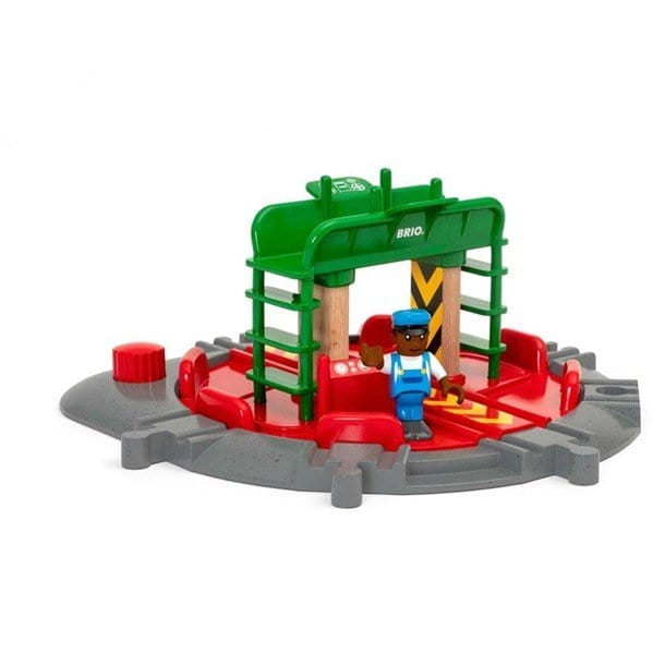 Brio Turntable & Figure, Wooden Train Track Accessory, 7 Rail