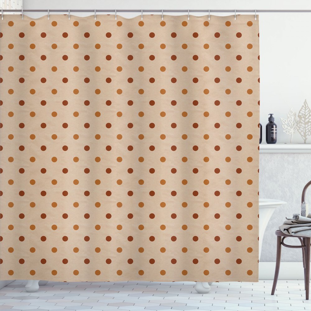 Tan Shower Curtain, Classical Old Fashioned Pattern of Polka Dots in