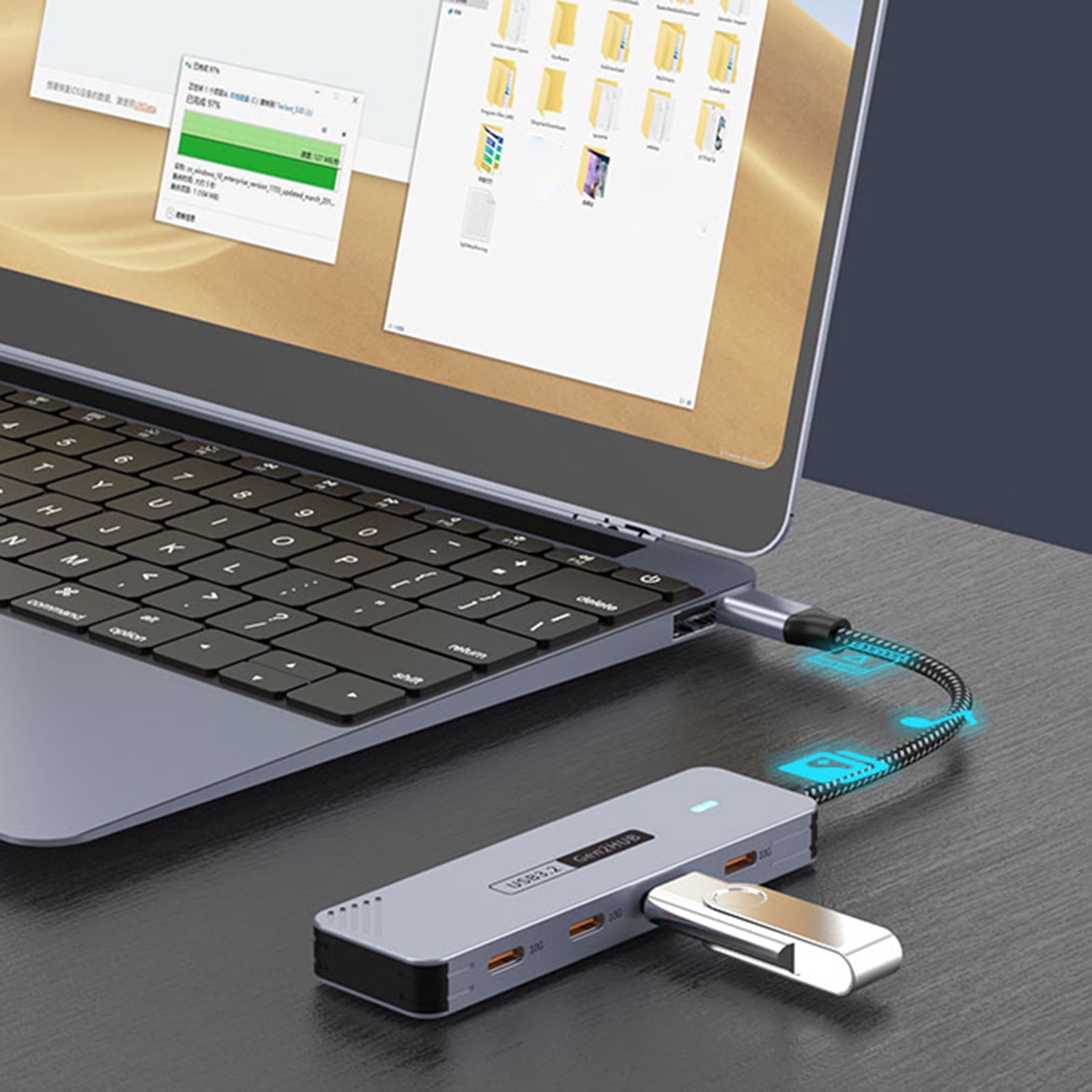 4 Port USB C Hubs 10Gbps Fast Speed Data Transfer Aluminum Alloy Splitter For Laptop Tablets External Drive