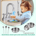 thumbnail image 6 of LAZY BUDDY Pretend Play Kitchen for Kids, Wooden Toddler Toy Kitchen Playset with Realistic Light & Sound for Boys Girls 3+, 6 of 8