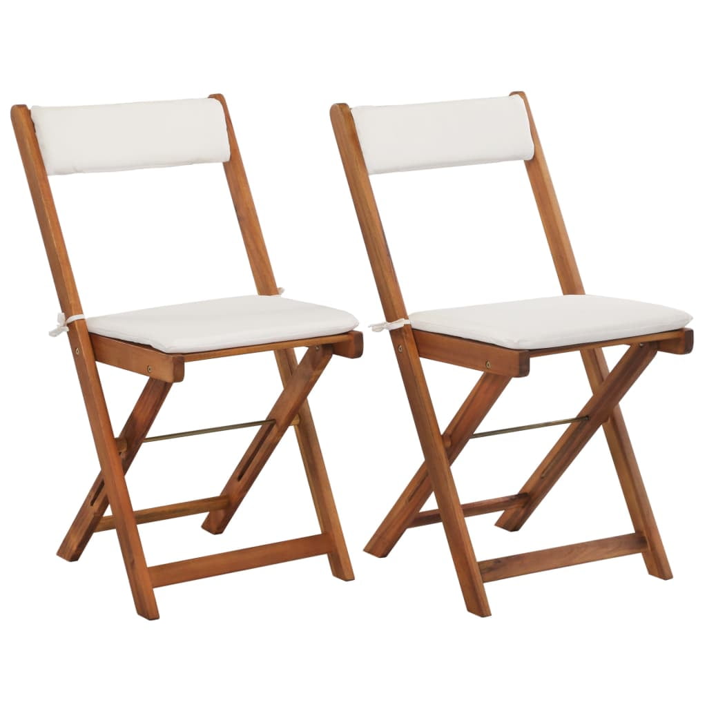 Kepooman 23.6" Outdoor Patio Folding Wooden Square Bistro Table Set, Set of 3, Brown & White