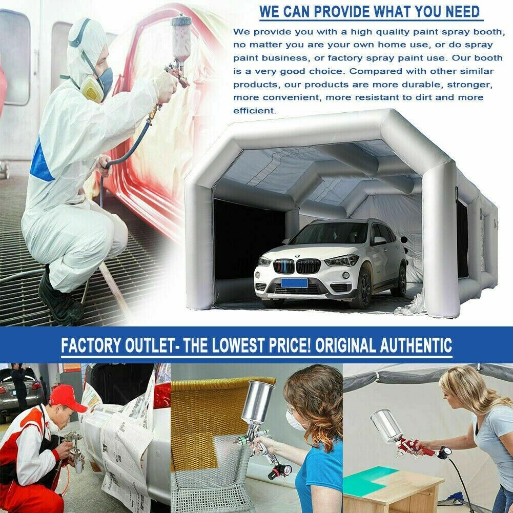 WGIA Paint Booth Inflatable Tent, 28x15x10FT (2 Blowers), Car Paint Portable Cabin