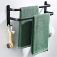 thumbnail image 2 of Bathroom Towel Racks, Black Wall Mounted Towel Bars for Shower and Kitchen, Waterproof Door Bars with Double Hook, 2 of 5