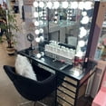 thumbnail image 6 of Impressions Vanity Hollywood Glow Pro Trifold Vanity Mirror with Clear LED Bulbs, Dressing Mirror with USB Charging Ports and Standing Base (Black), 6 of 14