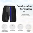 thumbnail image 3 of Men's 2 in 1 Swim Trunks with Compression Liner Retro Thin Blue Line Flag Quick Dry Beach Shorts, 3 of 6