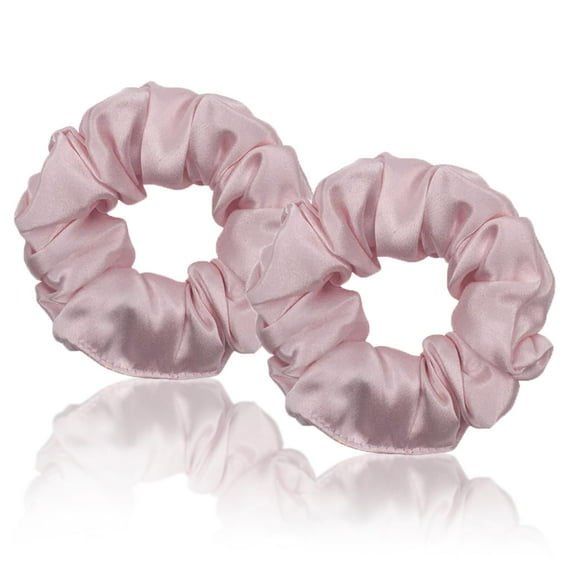 WIGI Silk Scrunchies Set of 2, 100% Pure Mulberry Silk, No Damage Hair Ties for Women - Super Soft, Stylish, Hair Friendly for All Hair Types (3.54" Diameter)