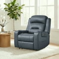 thumbnail image 2 of Spruce & Spring Lay-Flat Genuine Leather Power Recliner Chair with Headrest, Navy, 2 of 8
