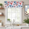 thumbnail image 2 of Curtain Valance for Windows, Independence Day Love Heart Kitchen Valances Rod Pocket Short Curtains, American Flag Red Blue Star Window Valance for Bedroom Bathroom Living room 56x16in, 2 of 9