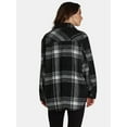 thumbnail image 2 of Time and Tru Women's Plaid Button Front Shacket, XS-XXXL, 2 of 5