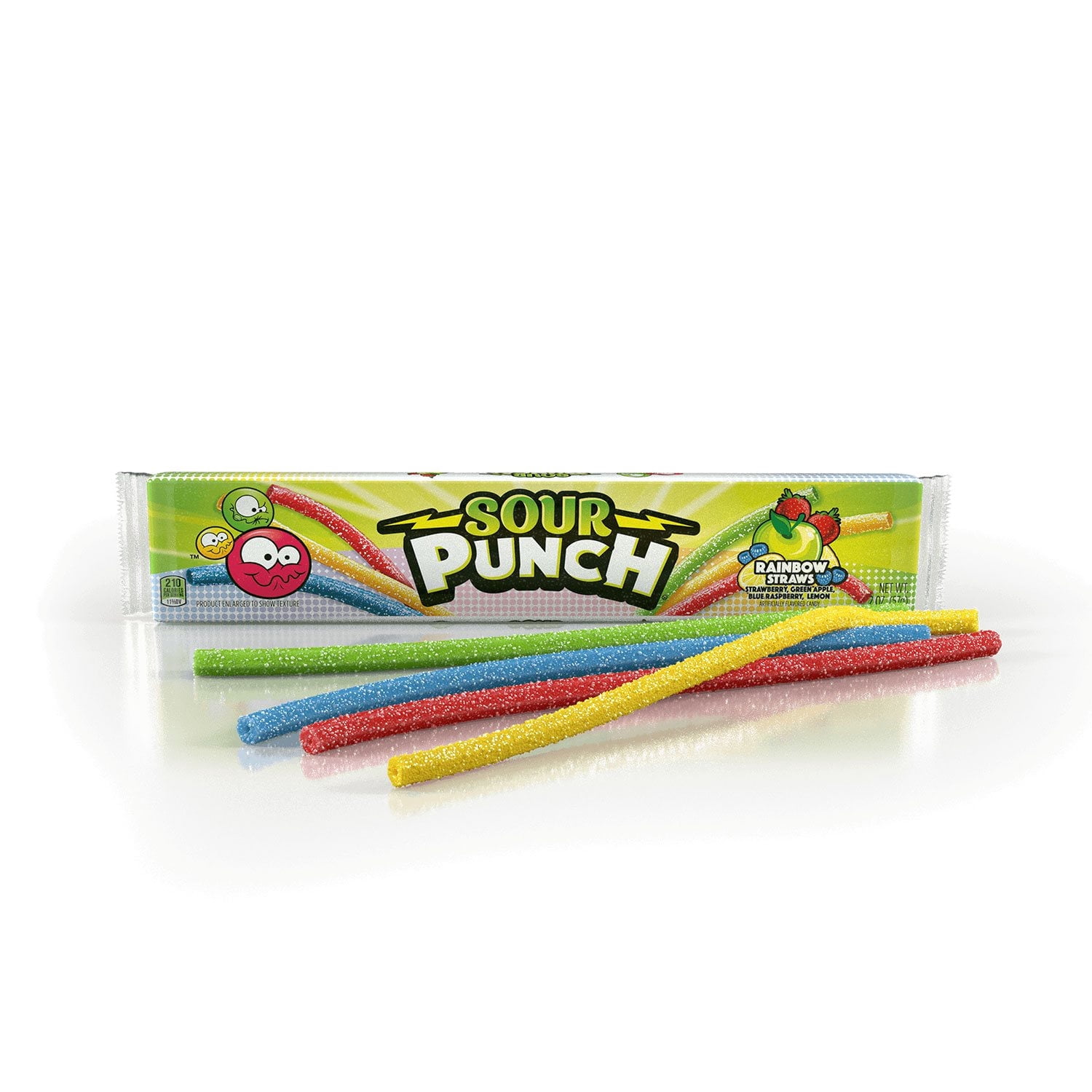 SOUR PUNCH Rainbow Straws, Chewy Candy, 2 oz., 24 ct with bowl by OMA