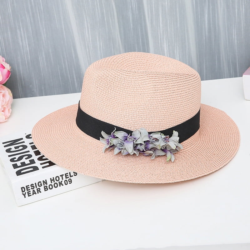 Yaman Beach Hats for Women Men Women Casual Wide Brimmed Floppy Foldable  Straw Bow Beach Hat Clothing Accessories