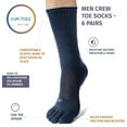 thumbnail image 2 of FUN TOES Men's Crew Toe Socks - Athletic Running, Breathable Mesh, Proper Toe Alignment, 6-Pack, Size 6-12, 2 of 4