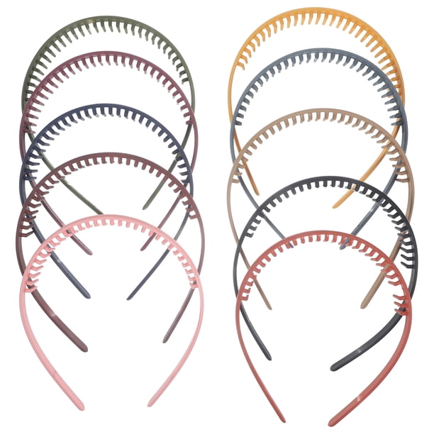 10 diademas de plástico para mujer, antideslizantes, decorativas, con dientes.