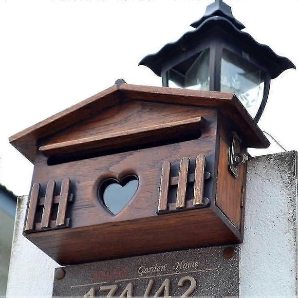 Wooden Mailbox Outddor Post Box Rainproof Suggestion Box Creative Letter Box For Home Company