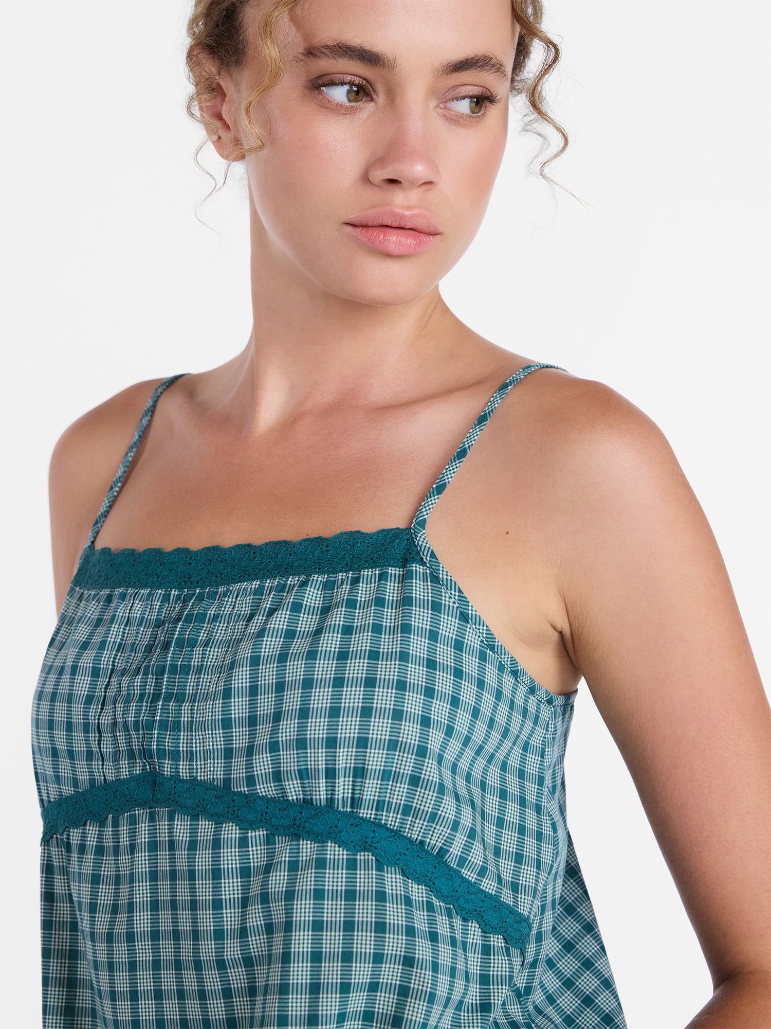 Joyspun Women's Sleep Cami and Shorts Set with Lace Trim, Sizes XS-3X