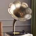 thumbnail image 3 of HZLSBL Gramófono vintage con salida Bluetooth Tocadiscos vintage Tocadiscos de gramófono retro para discos de vinilo de 7" 9" 12" 3 velocidades, Hi-Fi, hecho a mano por Pure Oak (oro blanco), 3 of 5