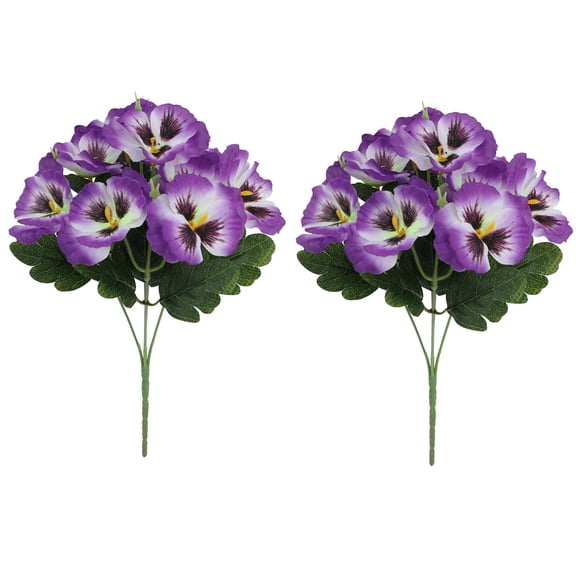 PEIBang Artificial Flowers,2 Pack Pansy Flowers,Artificial Silk Flowers,Spring Faux Flowers for Vase Home Wedding Decor,Flower Bouquet