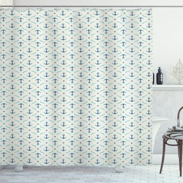 Ambesonne Anchor Shower Curtain, Yachting Waves Stars, 69"Wx70"L, Beige Blue Pale Blue