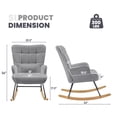 thumbnail image 6 of Furniliving Teddy Rocking Chair, Upholstered Nursery Glider with High Back & Padded Seat, Solid Wood Base Modern Armchair for Living Room Bedroom,Gray, 6 of 11