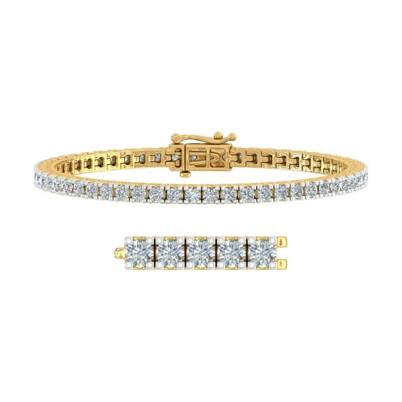4 Carat Diamond Tennis Bracelet in 10K Yellow Gold - IGI Certified (7.5 Inch)