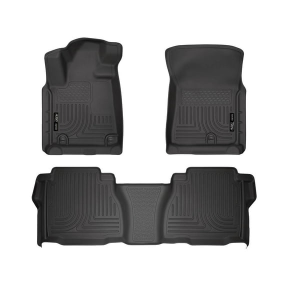Husky Liners 98581 Weatherbeater Floor Mats Fit 2007-2011 Toyota Tundra CrewMax, Double Cab - Front/2nd Seat - Black