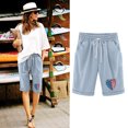 thumbnail image 2 of Pantalones Cortos Casuales para Mujer Día de la Independencia Impreso Elástico de la Cintura, Pantalones Cortos de Verano para Mujeres, 2 of 8
