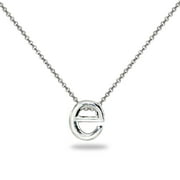 DESIGNS BY FMC Sterling Silver E Letter Initial Alphabet 925 Silver Necklace, 15 inches with extender