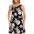 thumbnail image 1 of Disketp black white Skull bone para Vestido sin Mangas para Mujeres, Vestidos de Verano para Mujeres, Casual y Holgado para la Playa, 1 of 7