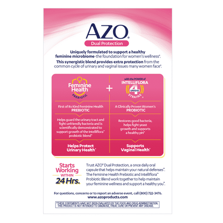 AZO Dual Protection Urinary and Vaginal Support*, Prebiotic and Probiotic Blend, 14 Count