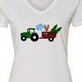 thumbnail image 4 of Inktastic Plaid Christmas Tractor with Cute Reindeer Women's V-Neck T-Shirt, 4 of 5