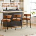 thumbnail image 6 of Furniliving Bar Stools Set of 2, Modern Counter Height Bar Stools with Back, Upholstered Bar Height Barstools for Kitchen Counter/Home Bar/Dining Room, Faux PU-Brown, 6 of 10
