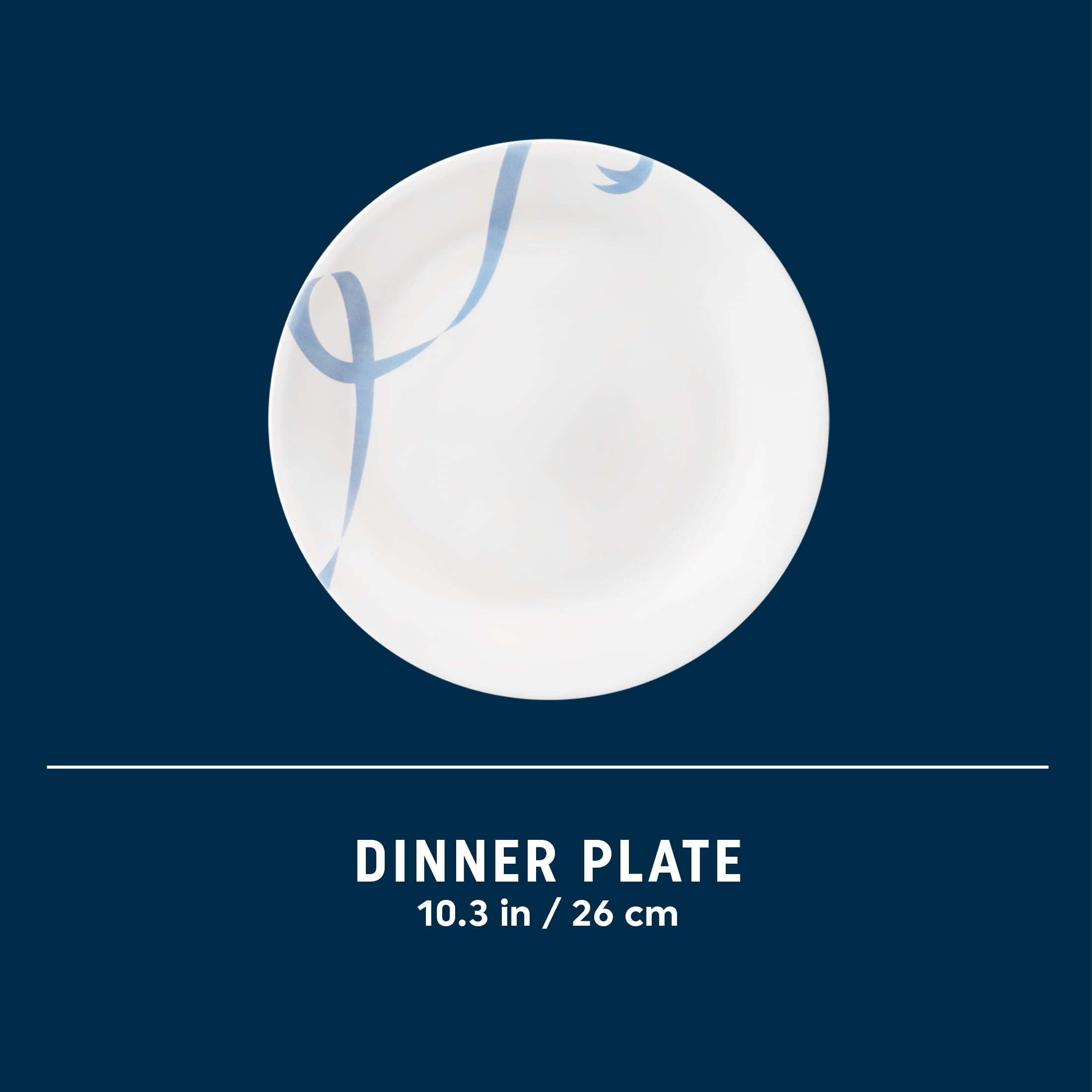(2 pack) Corelle Blue Ribbons 10.3" Glass Dinner Plate