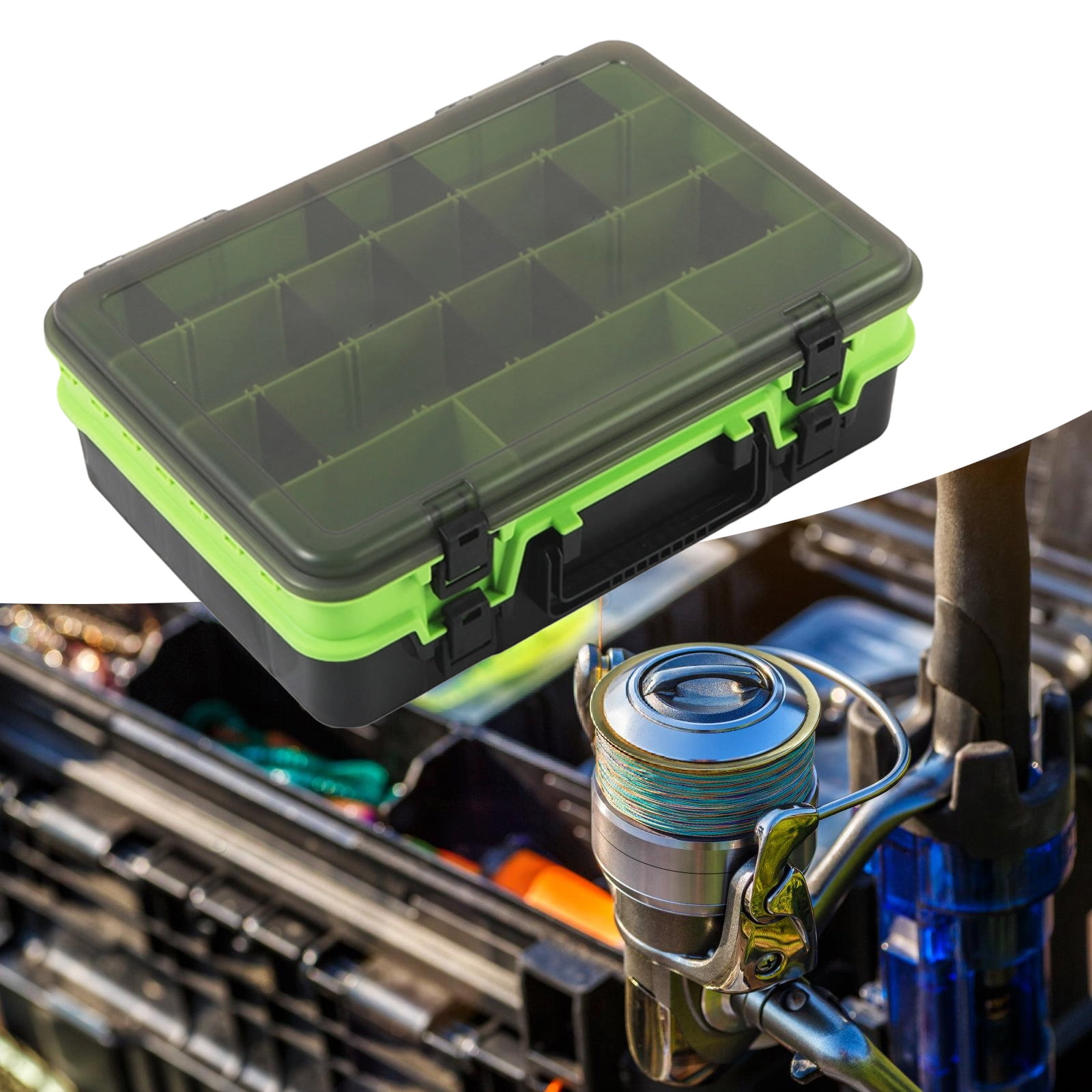 Tackle Box Multi Compartment Fishing Tackle Storage Box Visible Case Double Layer Hook Storage Container Case